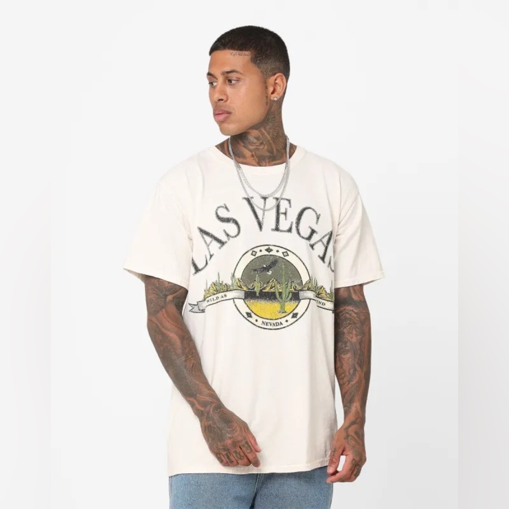 Mens American Thrift Las Vegas Nevada Graphic Tee T-Shirt - Off White Size XL